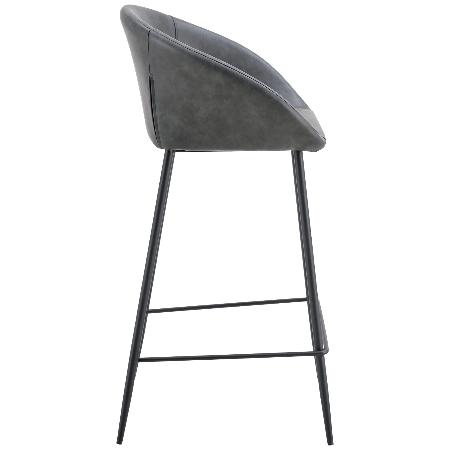 Lot de 2 tabourets de bar en simili gris foncé ACHILLE