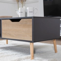 Tavolino in stile scandinavo grigio FREJA con cassetto