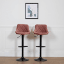 Set di 2 sgabelli da bar in velluto rosa ROBIN