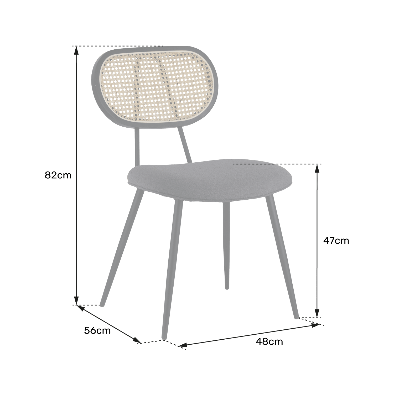 Set van 2 kaki groene riet en lus stoelen ELENA