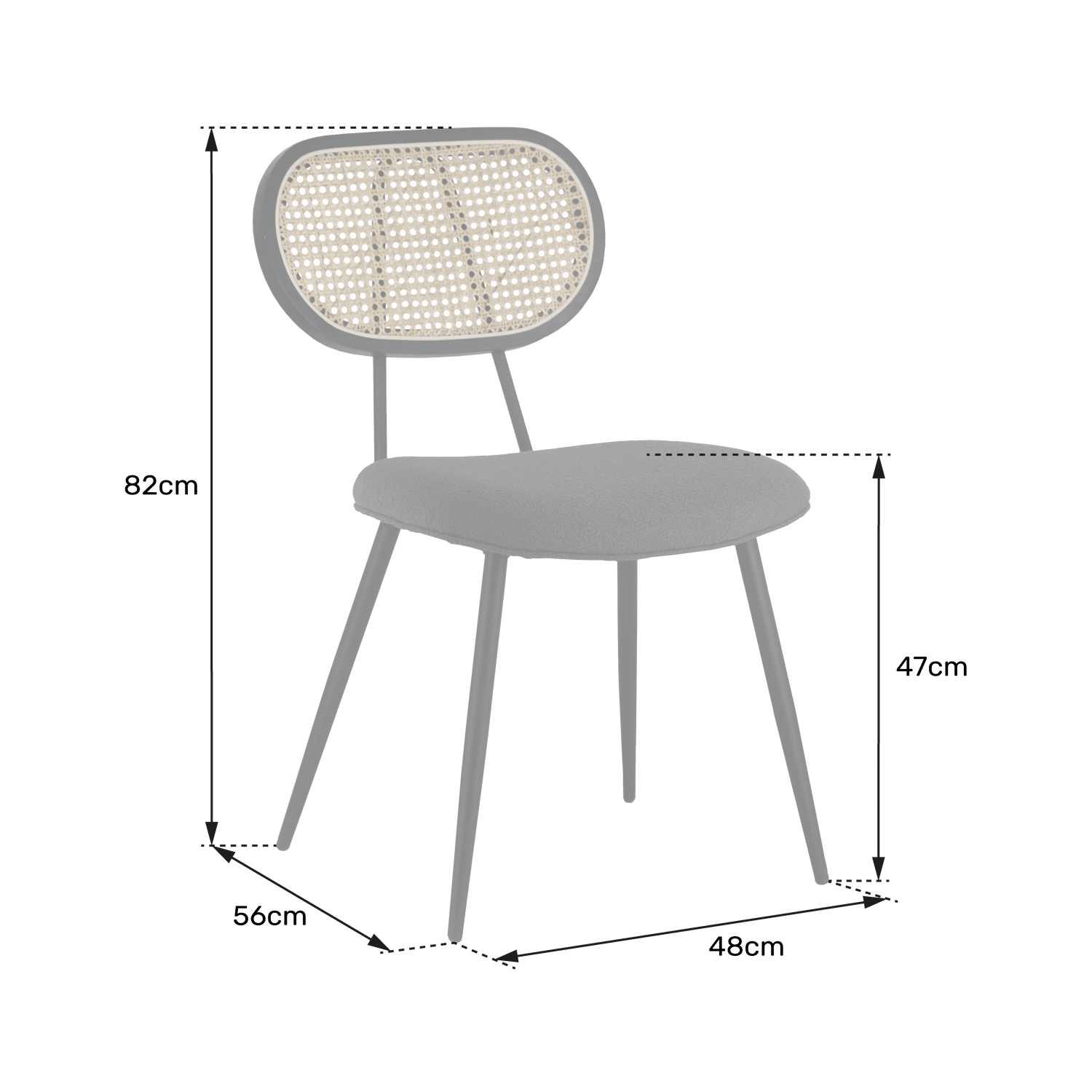 Lot de 2 chaises en cannage et tissu boucle vert kaki ELENA