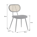 Set van 2 rieten stoelen en grijze lusstof ELENA