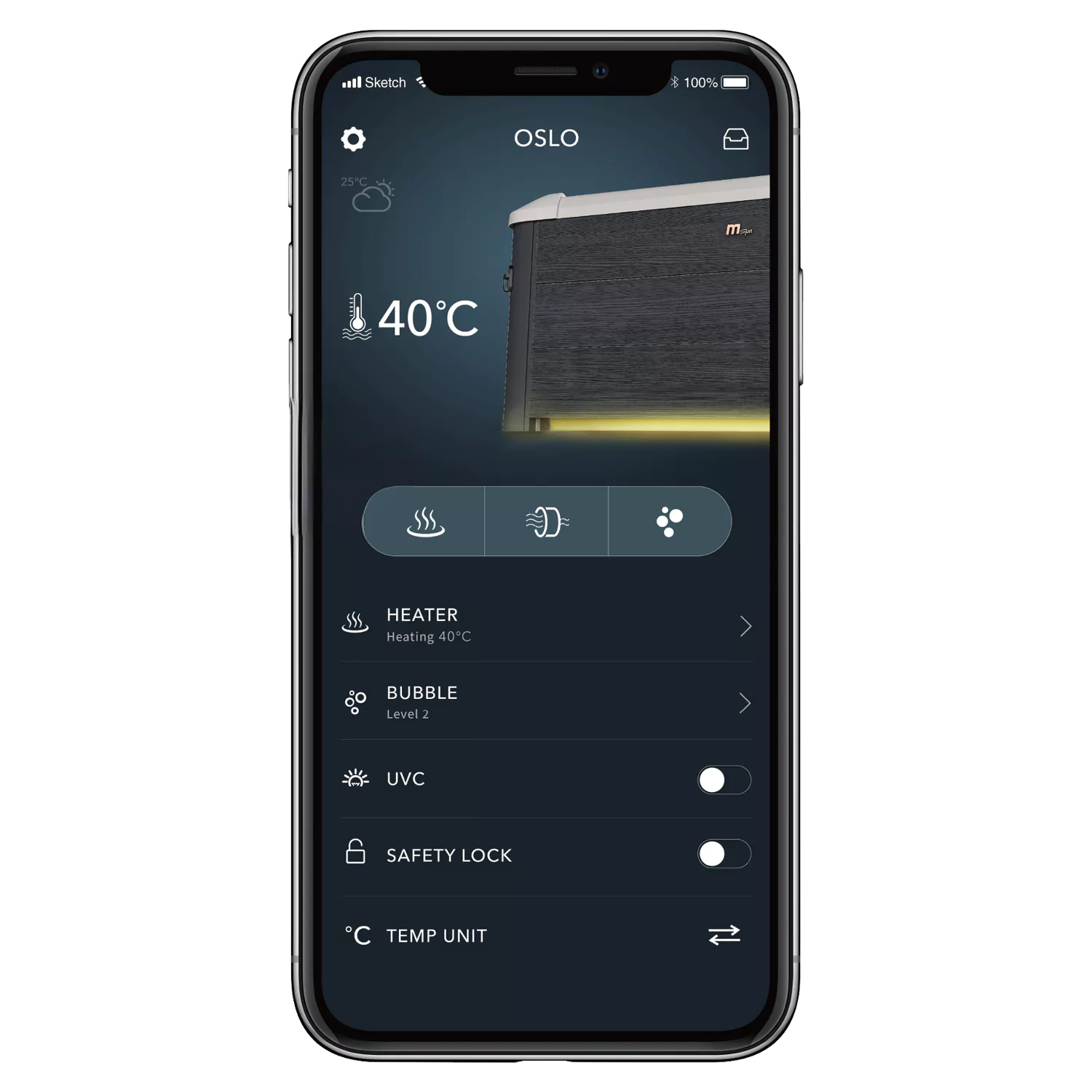 MSPA - Spa rigide connecté rond Ø 182cm DENVER - 6 places + 8 filtres