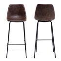 Pack de 2 taburetes de bar vintage marrón LUCIEN - Altura del asiento 75cm