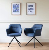 Lot de 2 chaises en tissu bleu