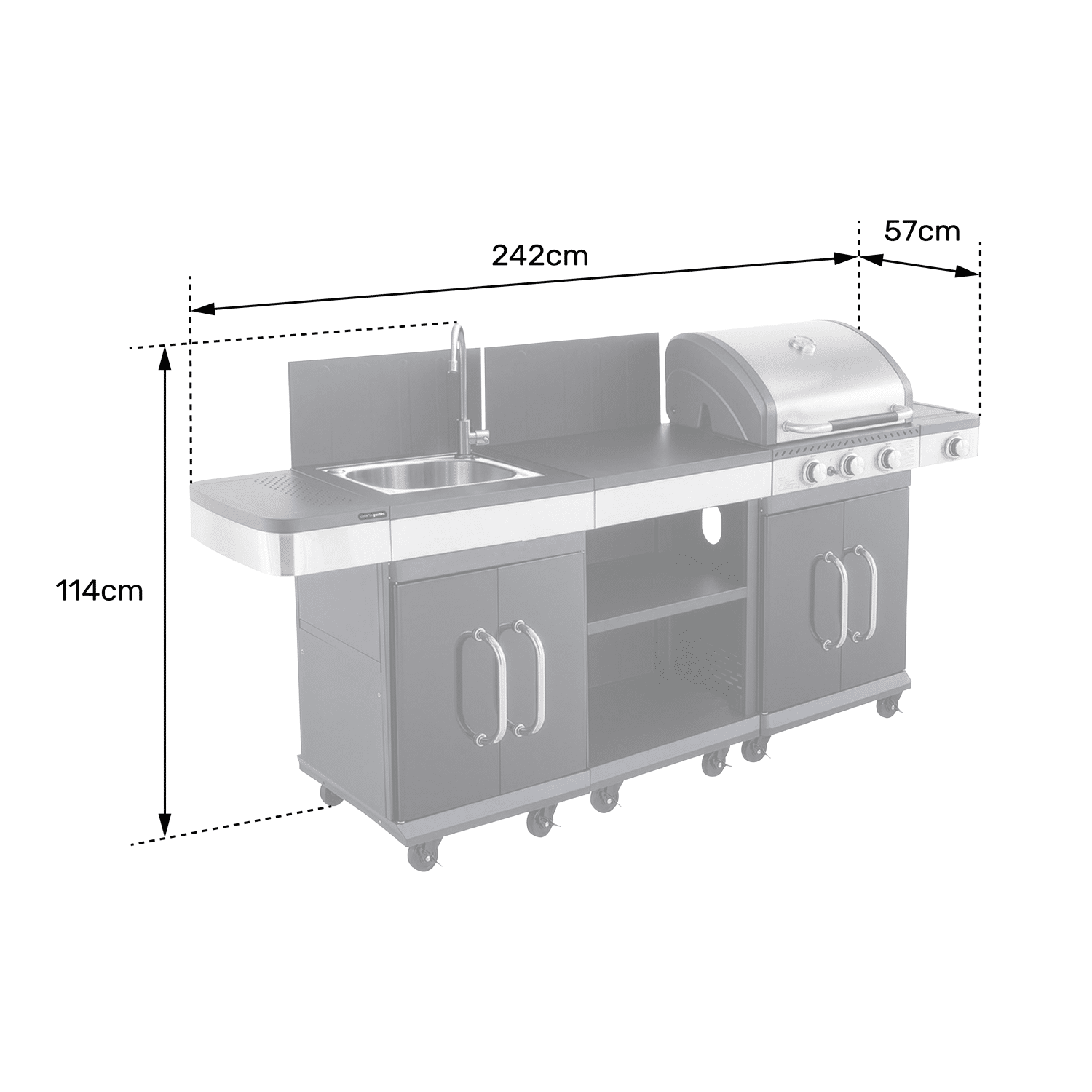 COOK'IN GARDEN - Cuisine extérieure modulable FIDGI 3 avec housse