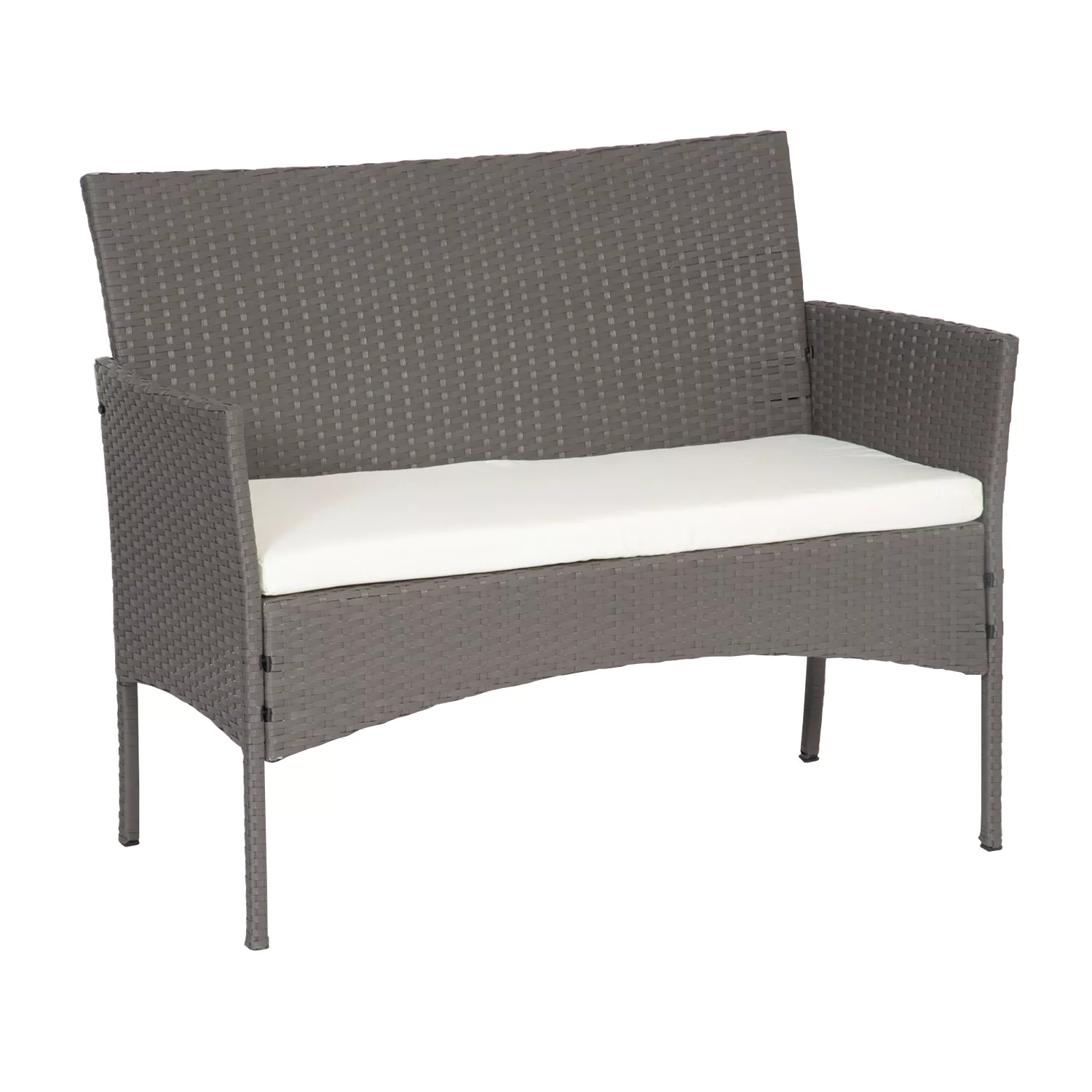 Tuinmeubelen CORDOUE van gevlochten kunststof grijs 4 zitplaatsen - ivoorkleurige kussens