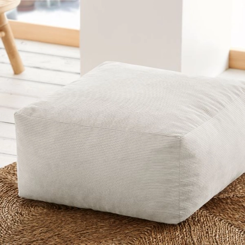 Puff cuadrado de pana beige...