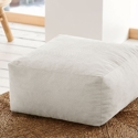Puff cuadrado de pana beige 50x50cm Desert