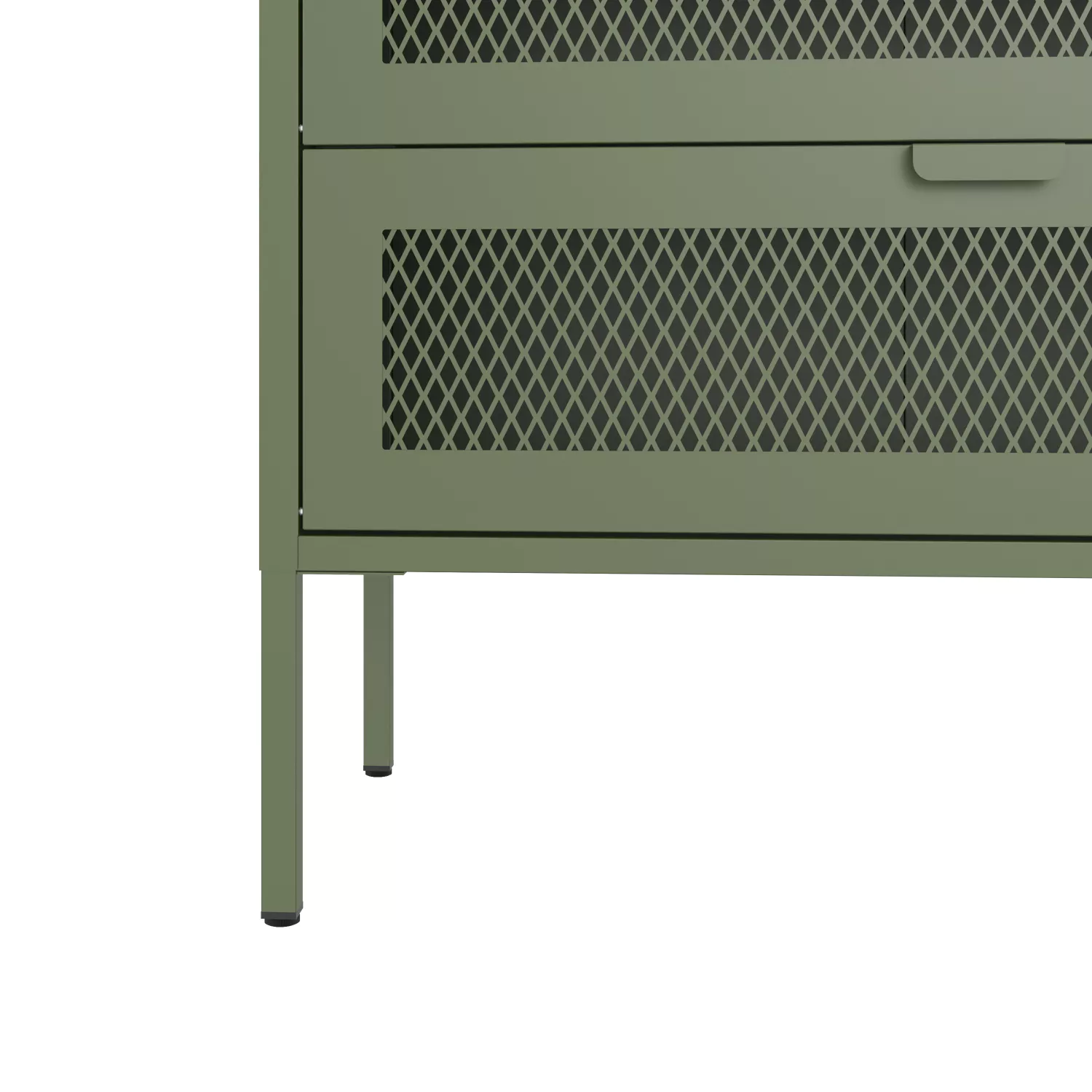 Meuble à chaussures 4 portes en métal vert kaki EMMA