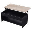 Table basse avec plateau relevable noire et bois HEDDA