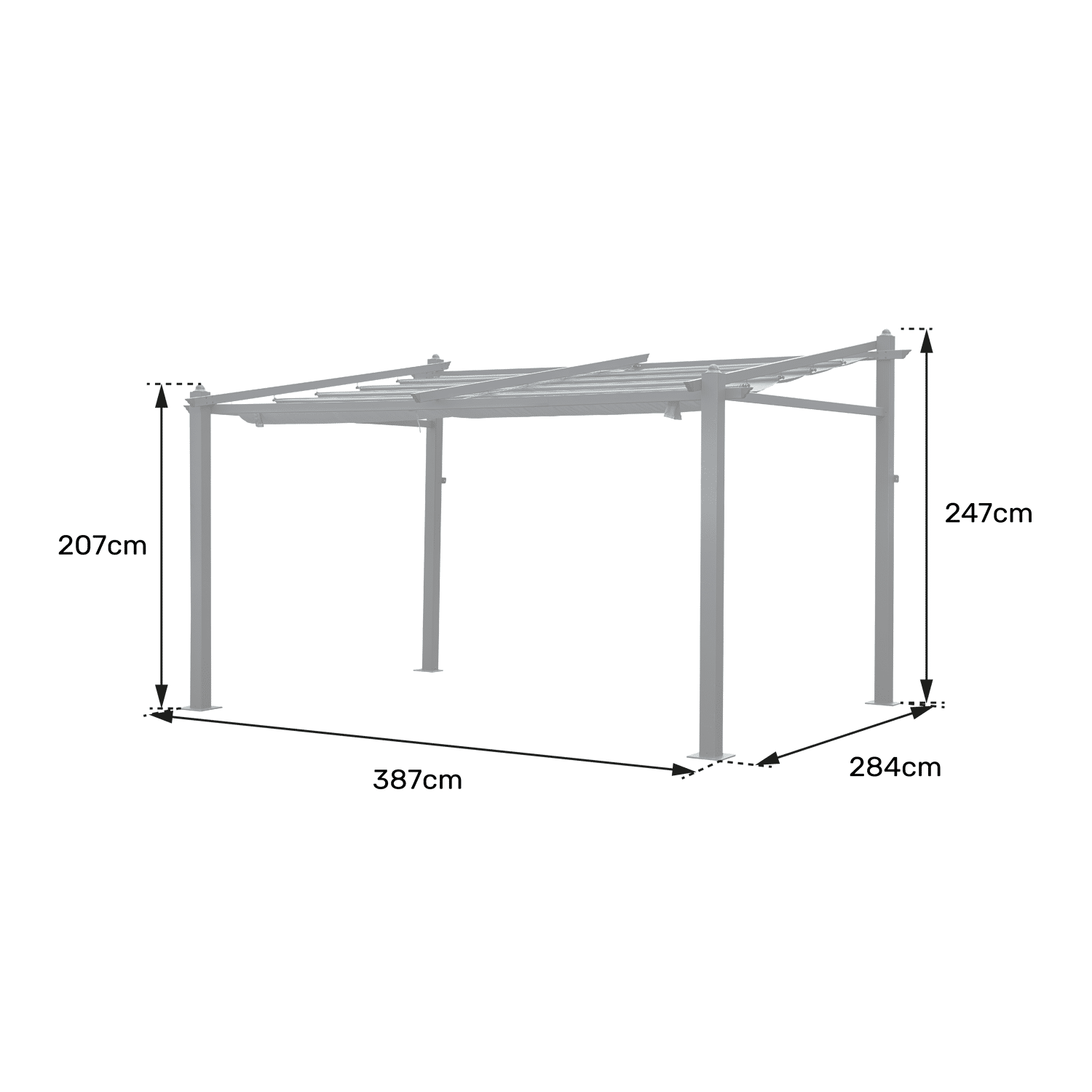 Pérgola mural 3 × 4m FRÉJUS gris estructura de aluminio