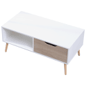 Table basse avec tiroir style scandinave blanche - Happy Garden