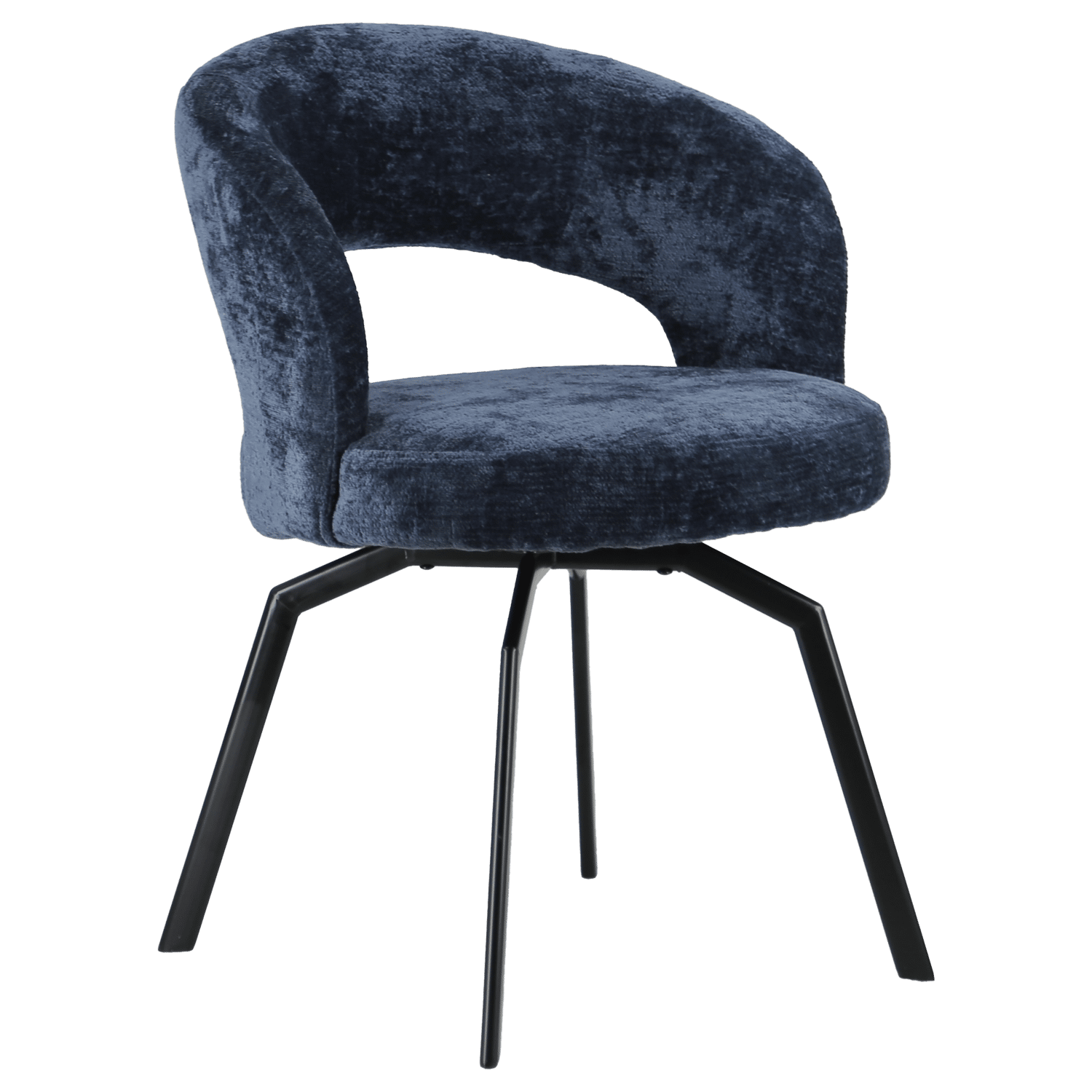 Donkerblauwe chenille stoel EHBA