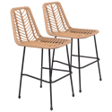 2er-Set Barhocker aus synthetischem Rattan OKA