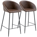 Lot de 2 tabourets de bar en simili marron ACHILLE