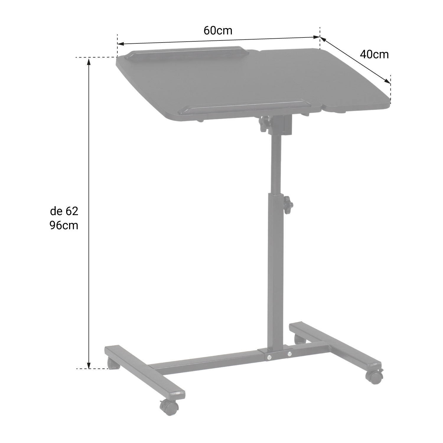 Mesa de computador sobre rodízios, SABINE preto