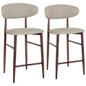 Lot de 2 tabourets de bar taupe chiné et métal effet bois foncé