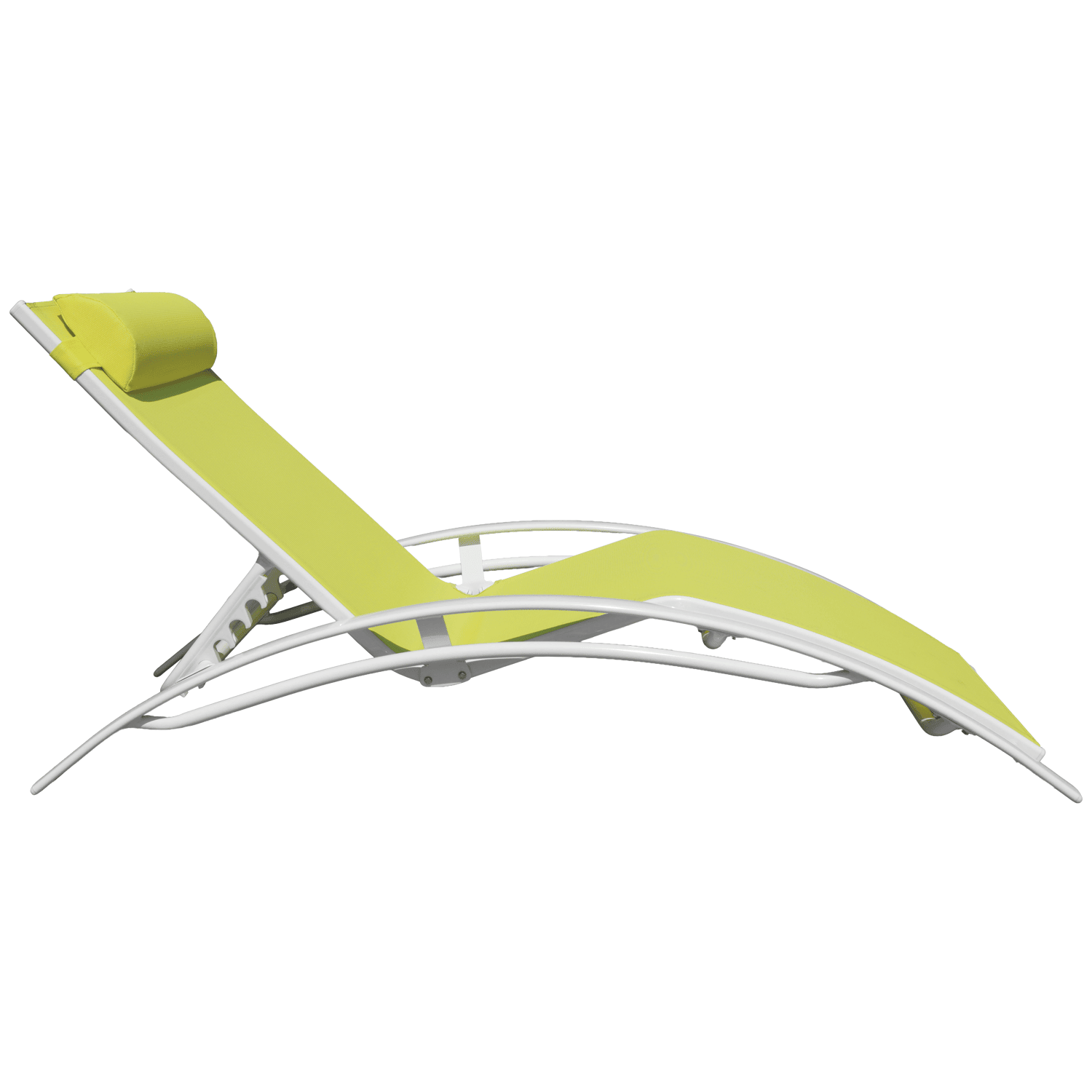 Lot de 2 transats en textilène vert - aluminium blanc