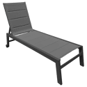Lot de 2 bains de soleil en textilène gris - aluminium gris anthracite