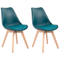 Pack de 2 sillas escandinavas azules con cojín - Happy Garden