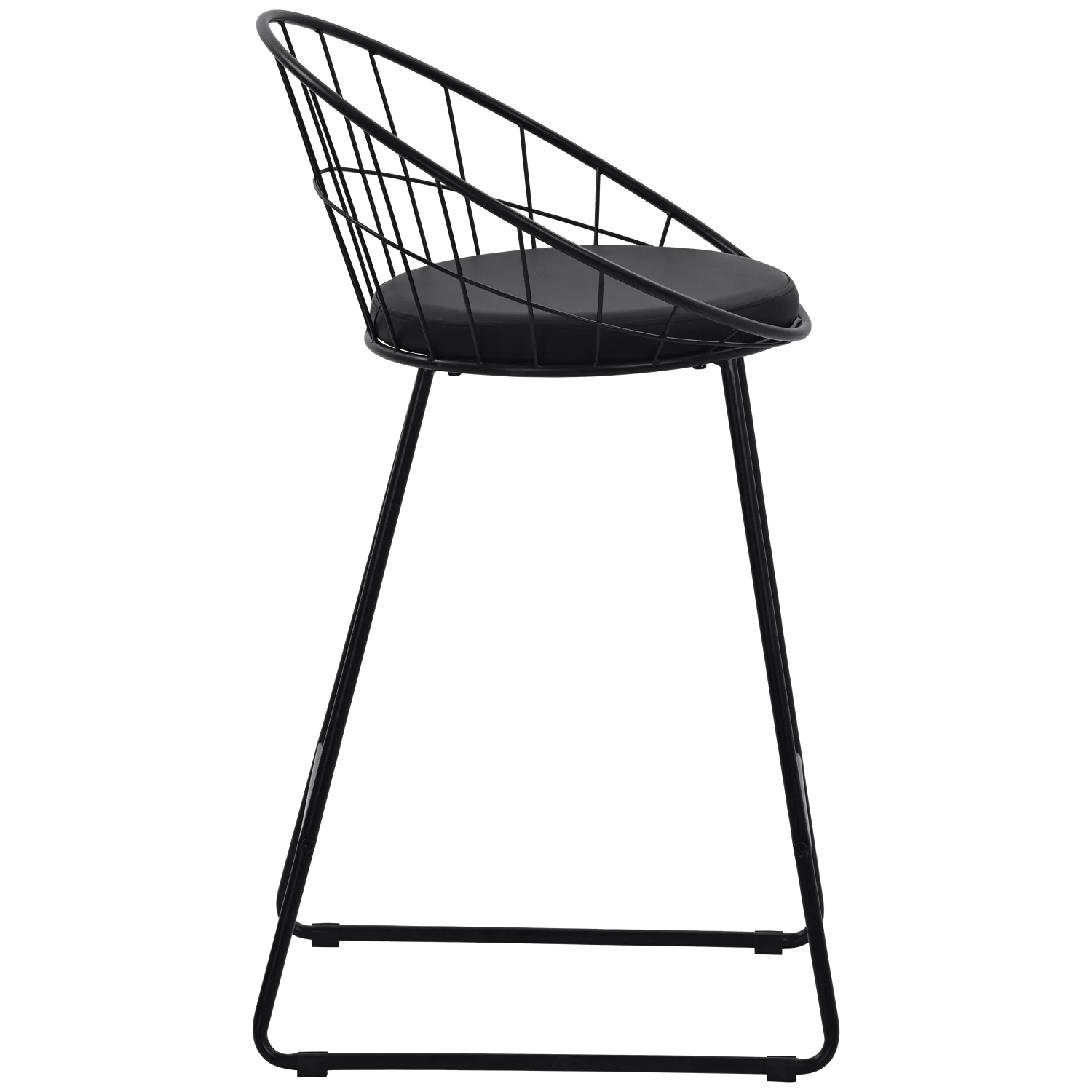 Lot de 2 tabourets de bar 65cm en métal noir et coussin noir ALEX