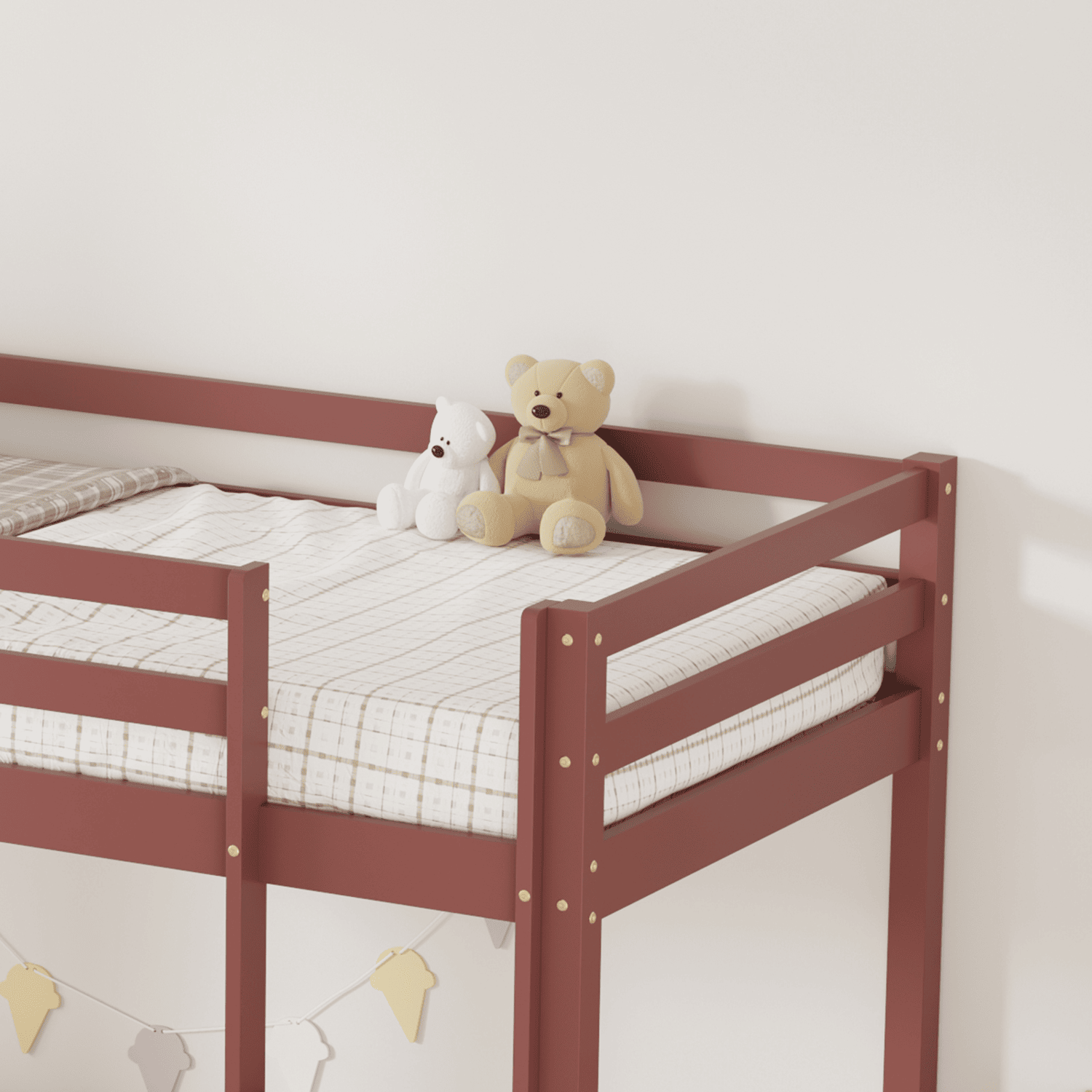 Kinderstapelbed 190x90cm terracotta met laden