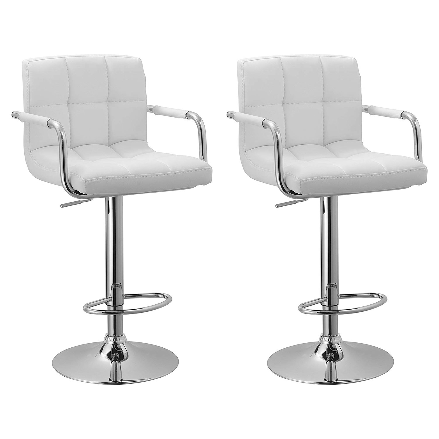 Lot de 2 tabourets de bar blanc avec accoudoirs MIKE