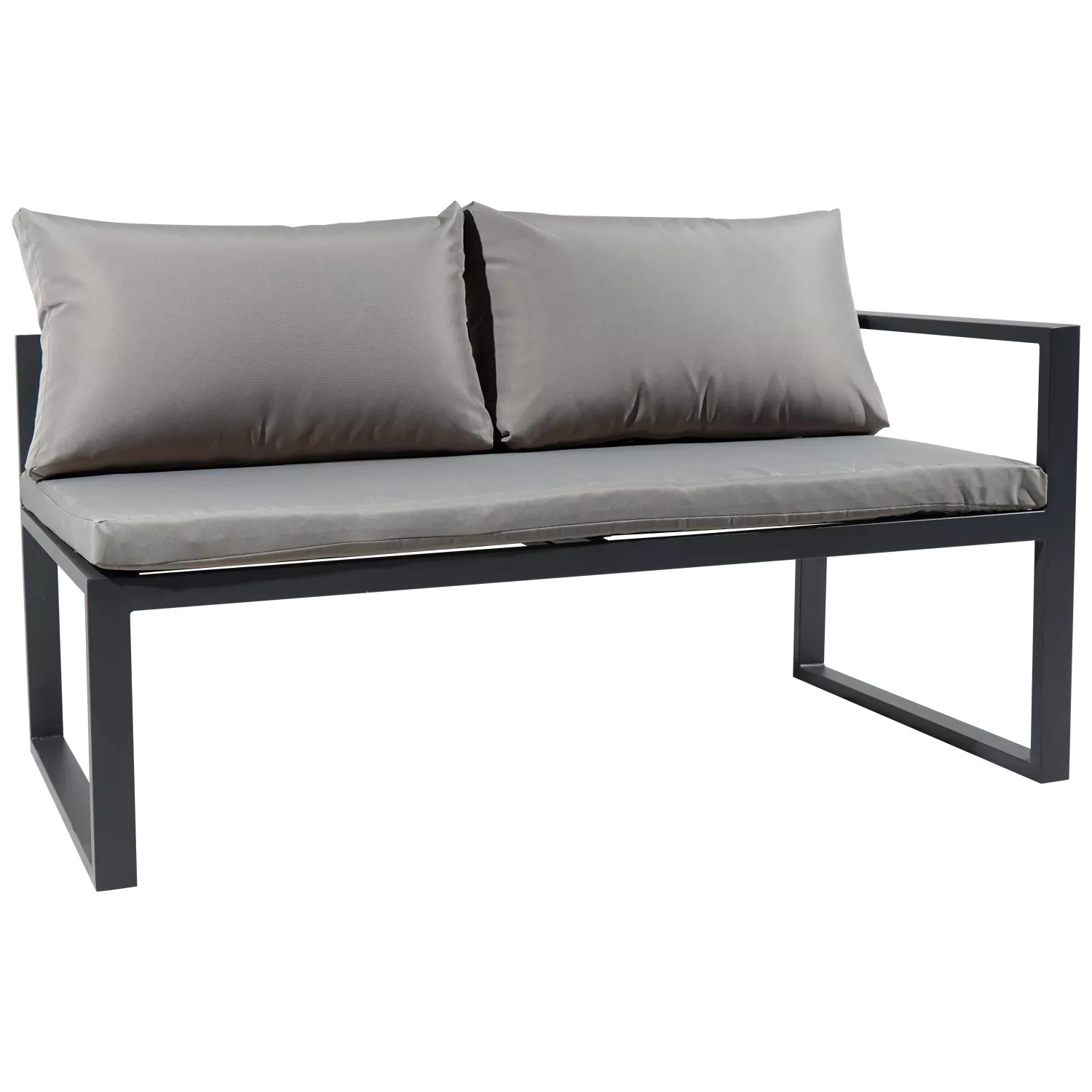 Salon de jardin modulable IBIZA en tissu gris 7 places - aluminium anthracite