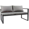 Salon de jardin modulable IBIZA en tissu gris 7 places - aluminium anthracite