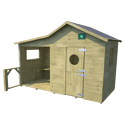 SOULET - Cabane en bois traité pour enfant avec préau et banc HACIENDA