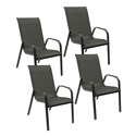 Set van 4 MARBELLA stoelen in grijs textilene - antracietgrijs aluminium