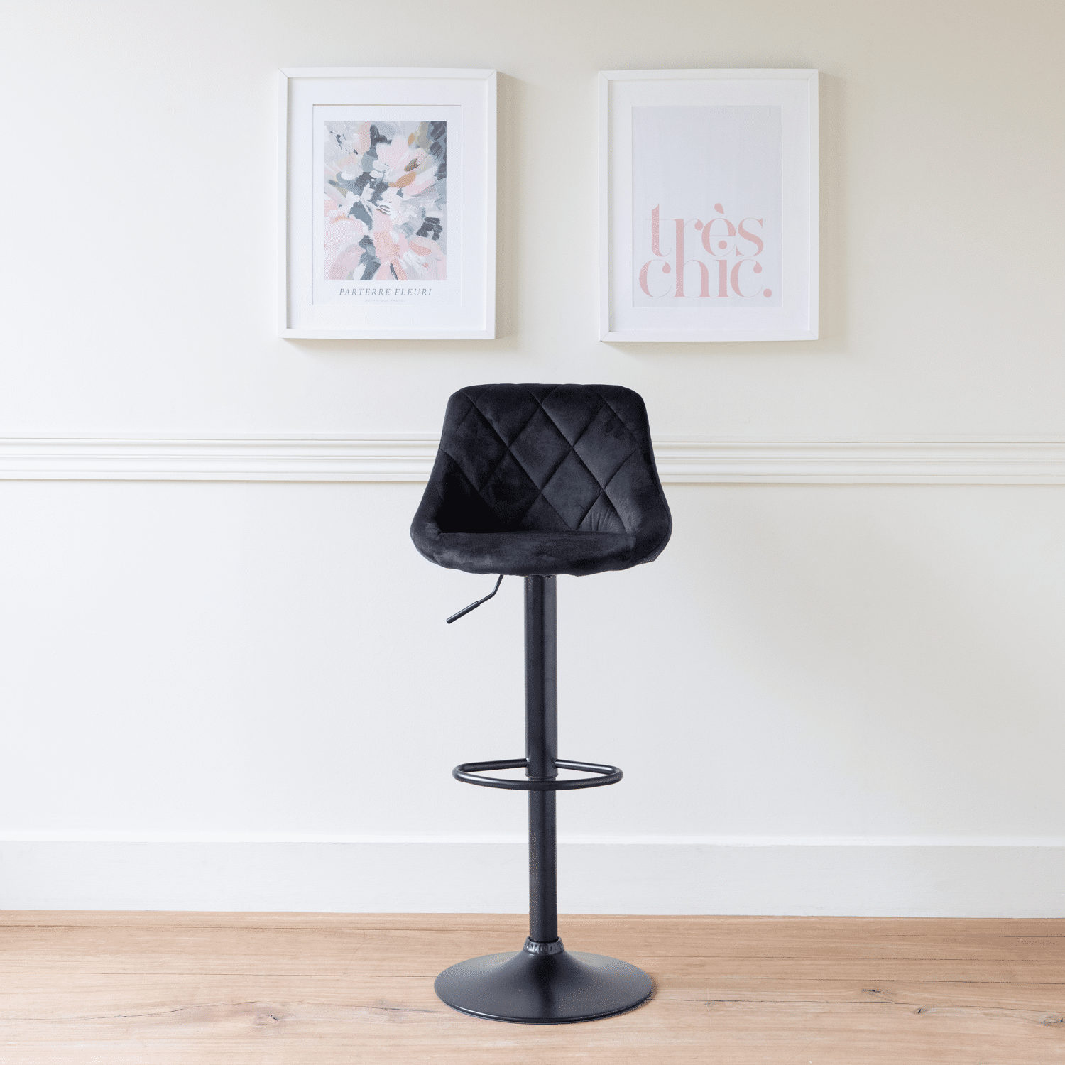 Tabouret de bar en velours noir ROBIN