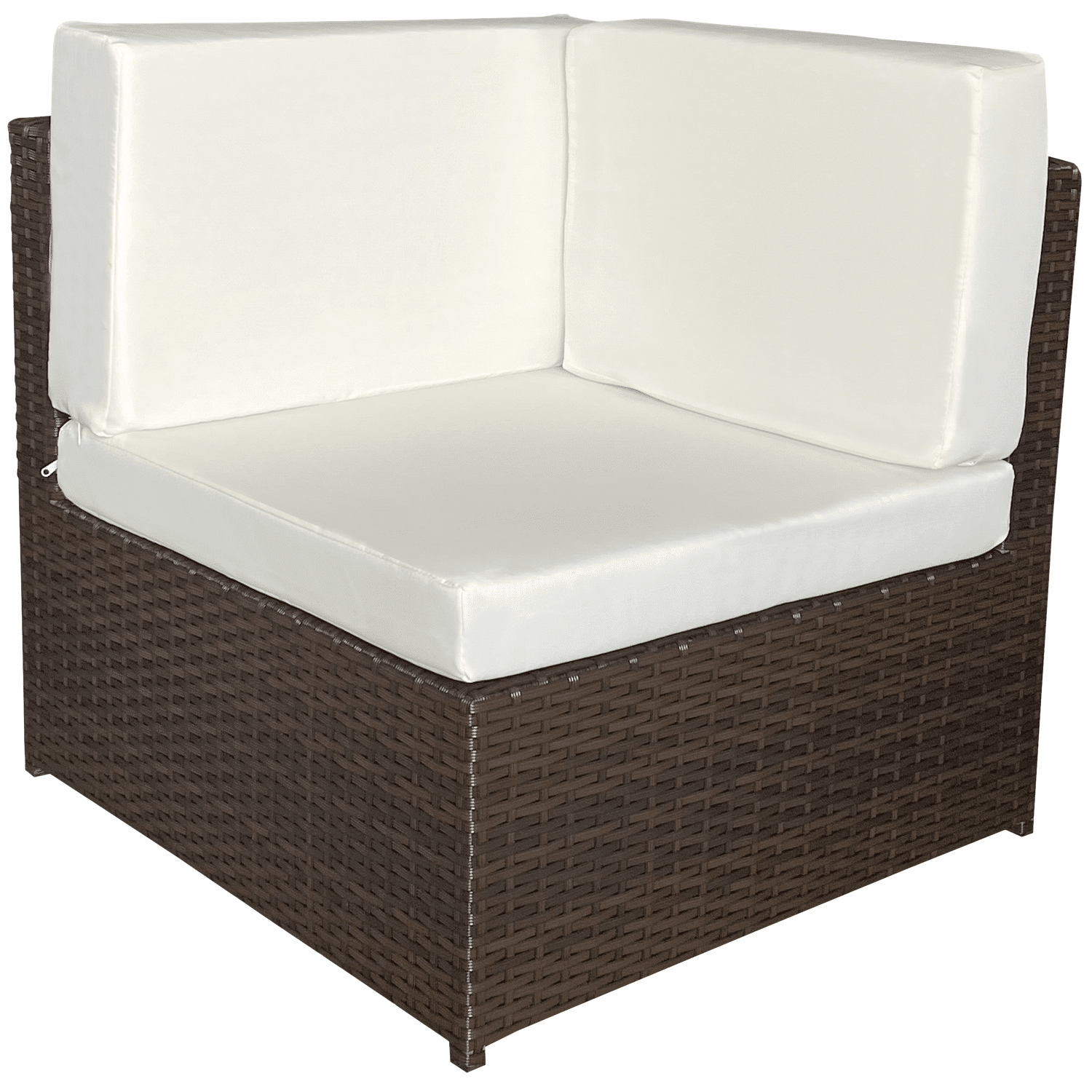 Gartenmöbel BONIFACIO aus braunem Harzgeflecht 6 Sitzplätze - Elfenbeinfarbenes Kissen