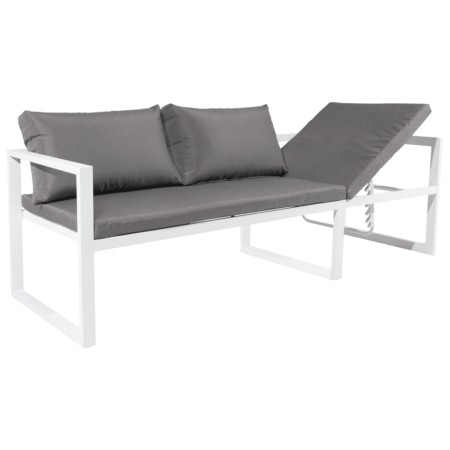 Salon de jardin modulable IBIZA en tissu gris 7 places - aluminium blanc