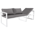 Salon de jardin modulable IBIZA en tissu gris 7 places - aluminium blanc