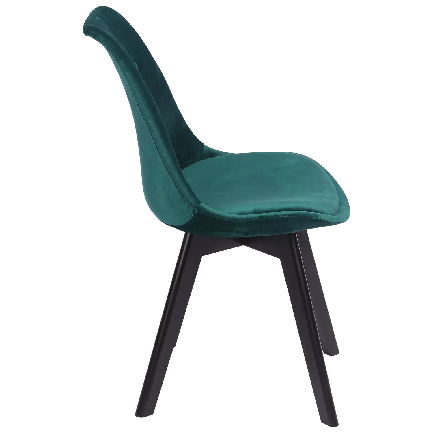 Lot de 4 chaises en velours NORA vertes avec coussin