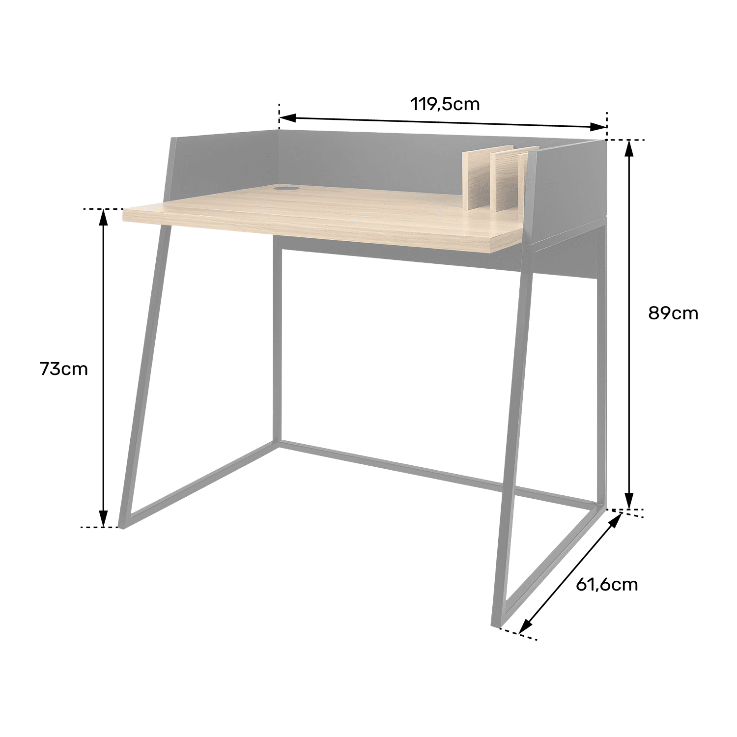 Houten en zwart bureau CHARLES