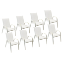 Conjunto de 8 cadeiras MARBELLA textilene branco - alumínio branco