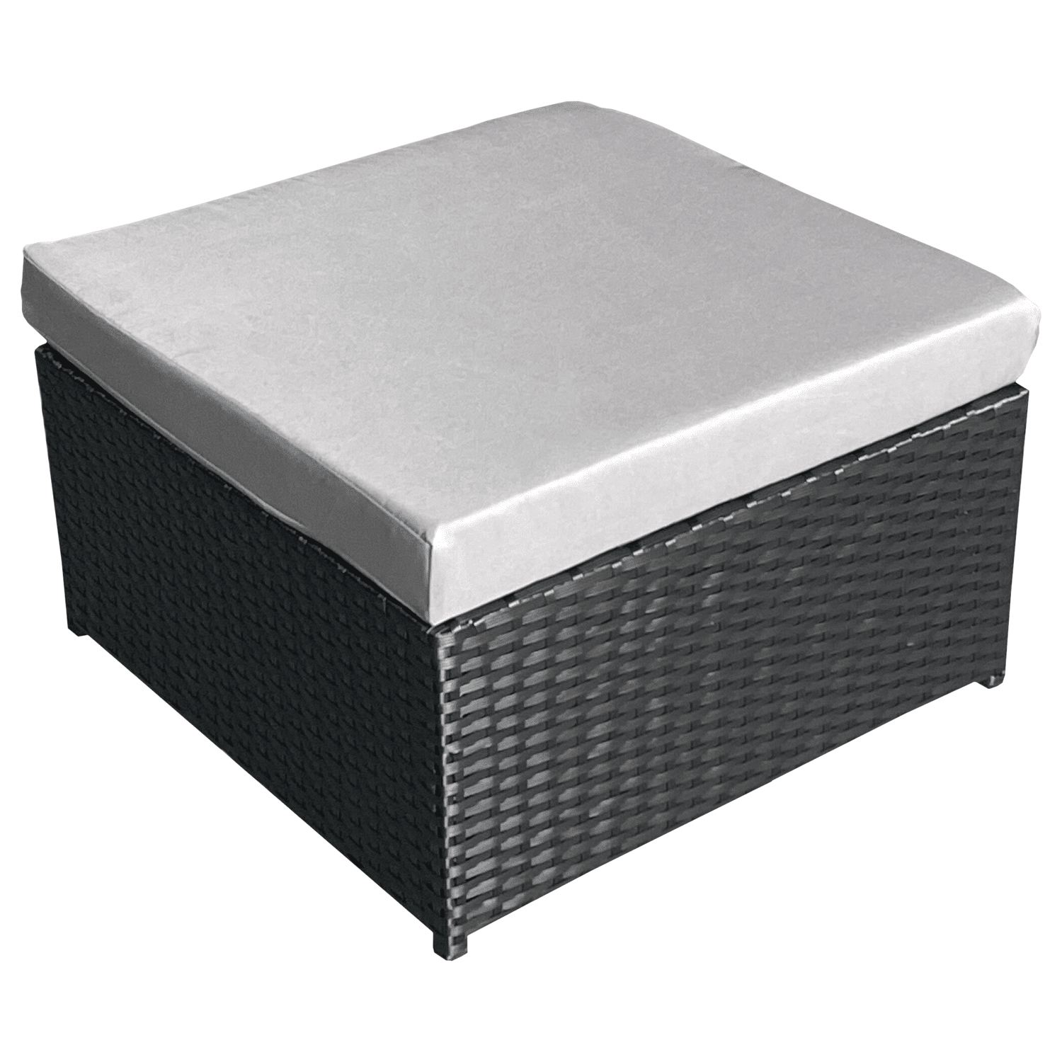 BONIFACIO tuinmeubelset van zwart gevlochten kunststof, 6 zitplaatsen - grijs kussen