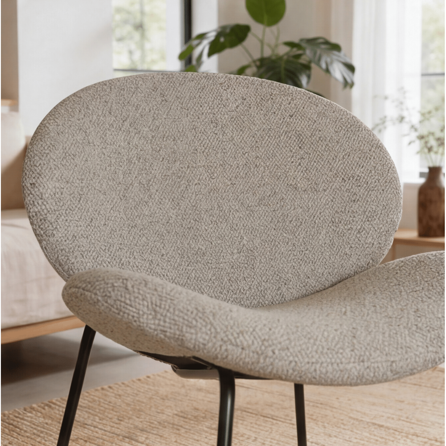 Fauteuil en tissu vert chiné SACHA