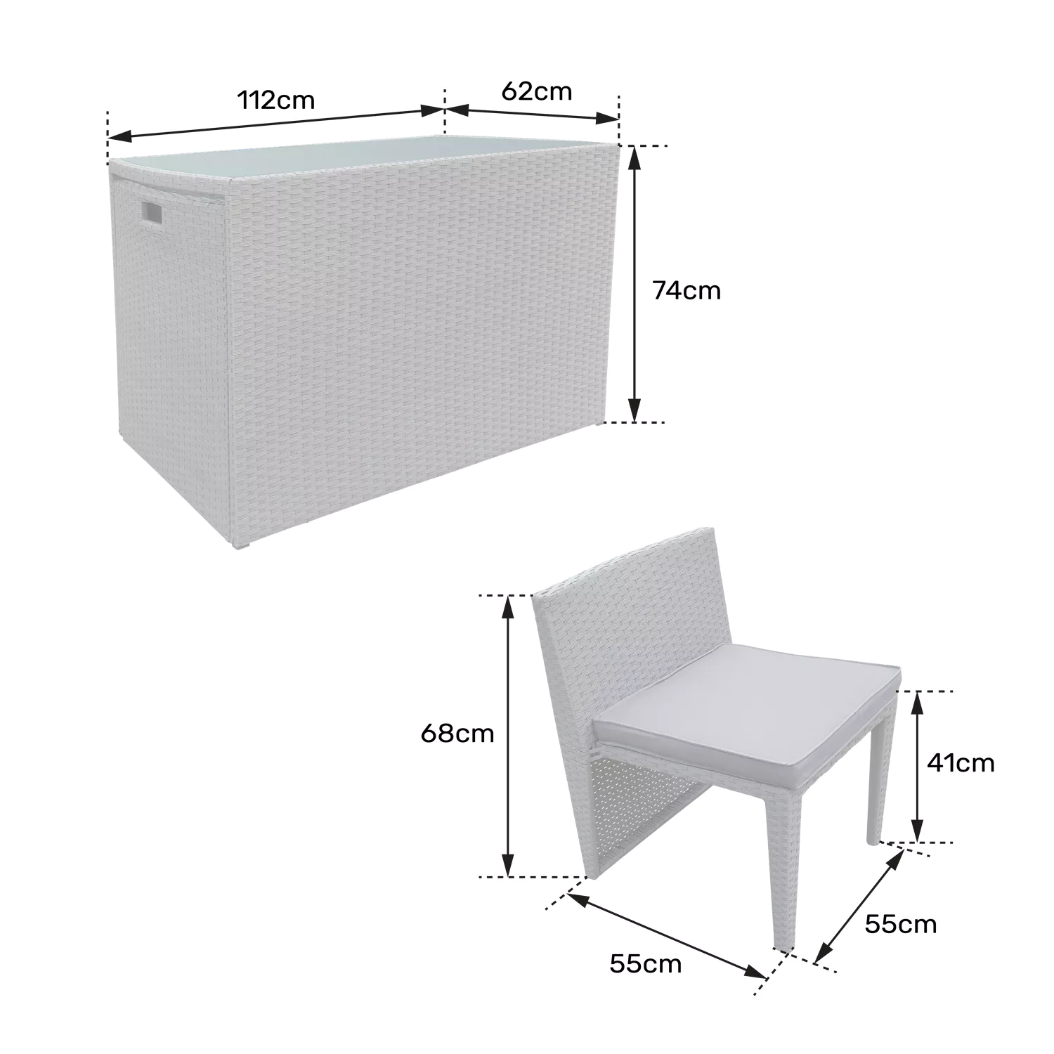 Mobili da giardino da incasso in resina intrecciata SANTORIN grigio per 2 persone - cuscini grigi