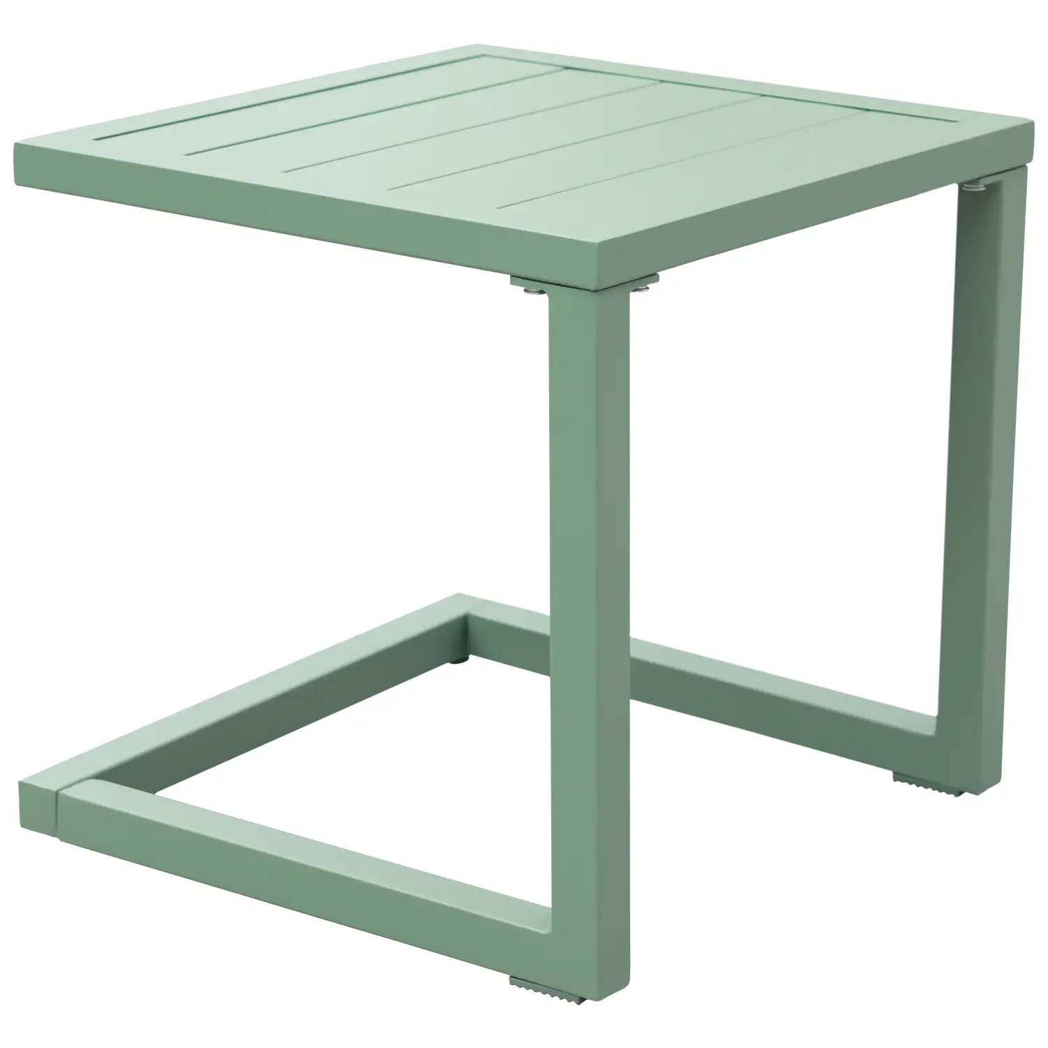 Set bain de soleil et table d'appoint en textilène vert sauge - aluminium vert sauge