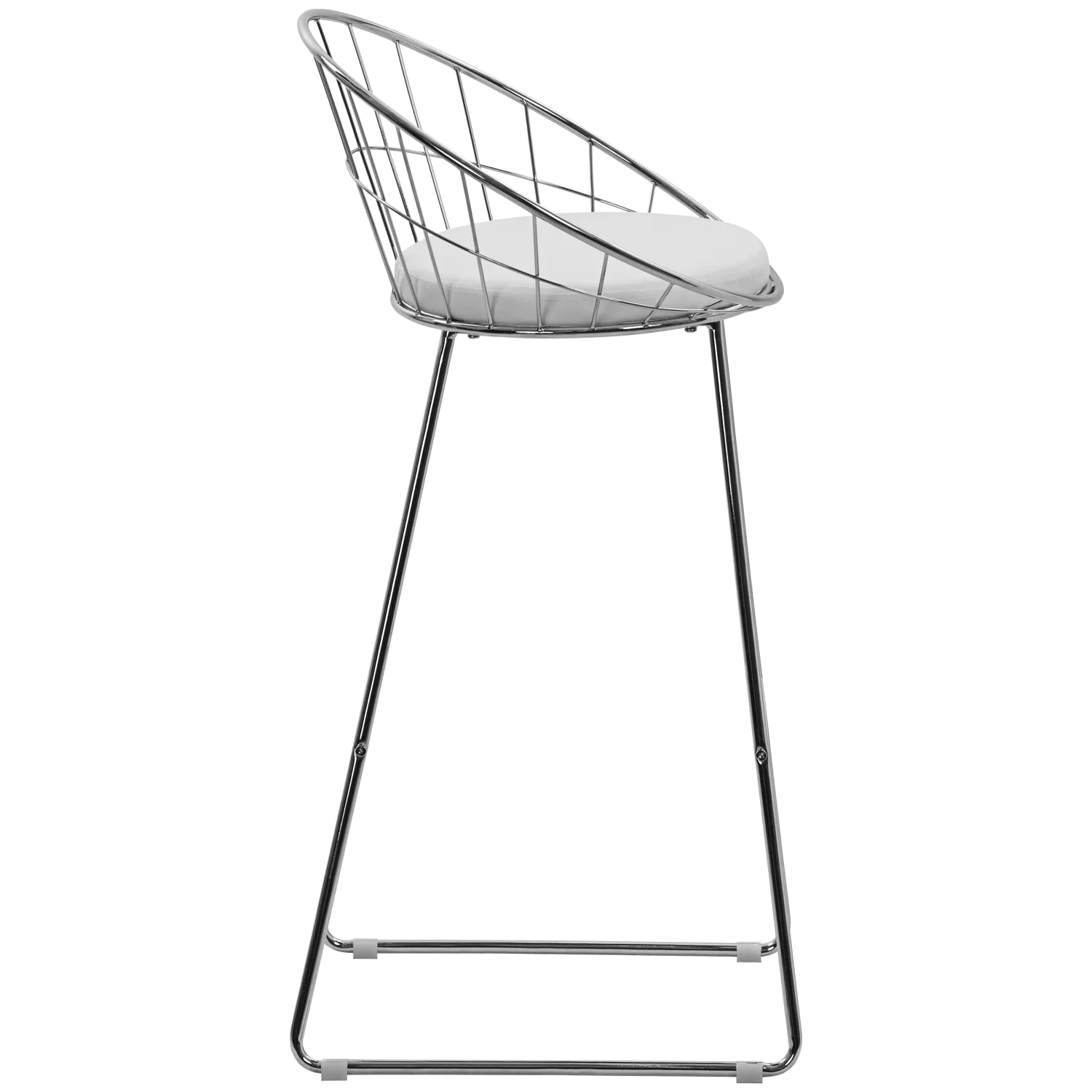 Lot de 2 tabourets de bar 75cm en métal chromé et coussin blanc ALEX