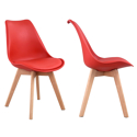 Set van 2 rode NORA Scandinavische stoelen met kussen