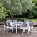 Conjunto de jardín CAGLIARI 8 plazas en textileno gris - aluminio blanco