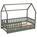 Lit cabane gigogne pour enfant 190x90cm vert MARCEAU