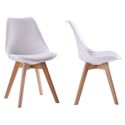 Lot de 2 chaises scandinaves NORA blanches avec coussin