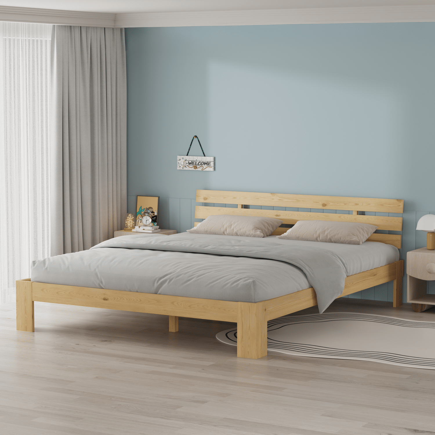 Houten bed met hoofdbord 160x200cm FINN