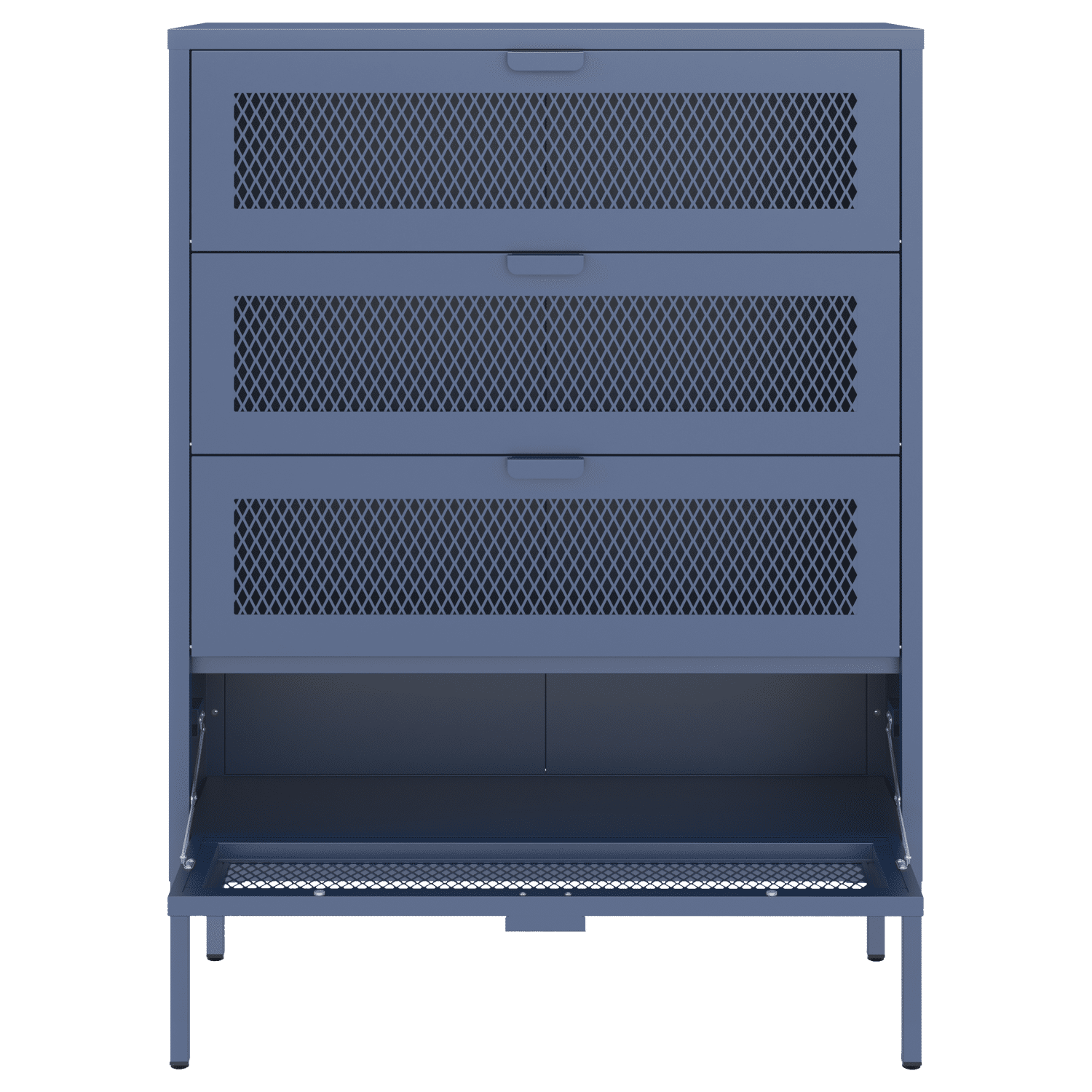 Mueble zapatero EMMA 4 puertas metal gris azulado